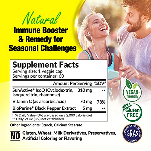 LABO Nutrition Perfect Quercetin SunActive IsoQ Bioflavonoids, 25x More Bioavailable Than Quercetin for Immune, Antioxidant, Allergy and Cardiovascular Support - Helps Improve Anti-Inflammatory - 60s - Lifestream Group US