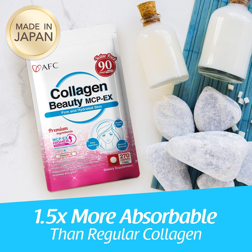 AFC Japan Collagen Beauty MCP-EX with Marine Collagen Peptide, 1.5X Better Absorption, for Anti-Aging, Skin, Hair, Nails, Bone and Joints - Lifestream Group US