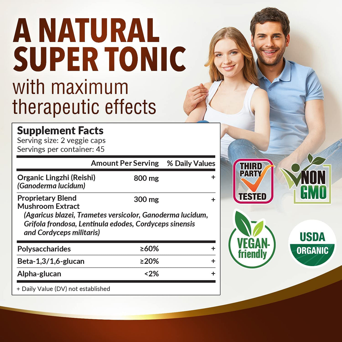 LABO Nutrition Bioactive Organic Lingzhi/Reishi Ultra for Immune Support, Vitality, USDA Organic, 7 Medicinal Mushroom Supplement - Lifestream Group US
