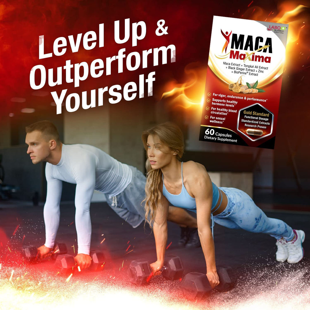 MacaMaxima Peruvian Maca Root, Tongkat Ali, Black Ginger, Zinc and Black Pepper Extract, Supports Reproductive Health, Energy, Stamina and Mood - Lifestream Group US