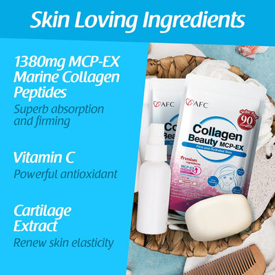 AFC Japan Collagen Beauty MCP-EX with Marine Collagen Peptide, 1.5X Better Absorption, for Anti-Aging, Skin, Hair, Nails, Bone and Joints - Lifestream Group US