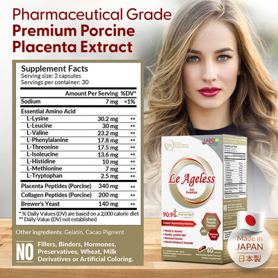 LABO Nutrition Le Ageless – Placenta Cell Rejuvenating Therapy – Enhanced with Collagen Peptide and Brewer’s Yeast to Supports Immune Health - Lifestream Group US